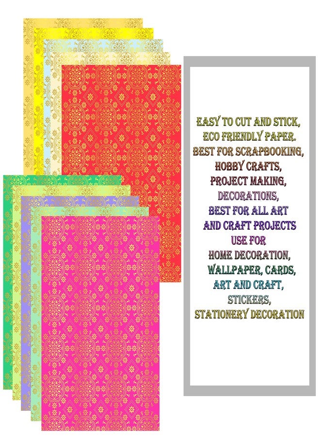Lakeer A4 Printed Decorative Paper Pack of 10 Sheets 180-210 GSM Thick Pre Printed Paper for Origami, Scrapbooking, Project (Bandhani) - Image 5